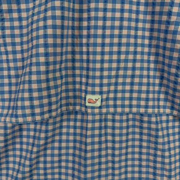Vineyard Vines Shirt Mens Medium Blue Check Harbor Vented Lightweight Fishing - Picture 12 of 16